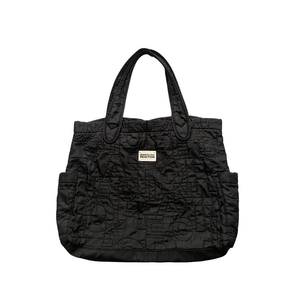 Kenneth Cole Reaction Womens Black Quilted Shoulder Bag Tote